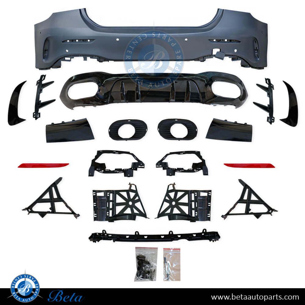 Rear bumper assembly AMG A35 Sedan with park assist for Mercedes A-Class W177 2019-Up models, Part Number 1778800002 Rear bumper assembly AMG A35 Sedan with park assist for Mercedes A-Class W177 2019-Up models, Part Number 1778800002